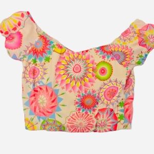 Floral Handmade Vintage Crop Top | Size 10-12